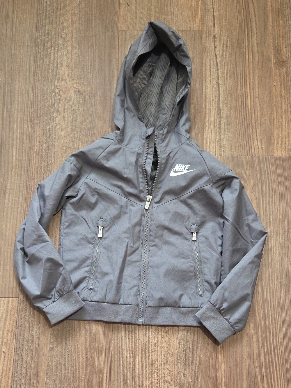 Nike Kids' Gray Hooded Windbreaker Jacket